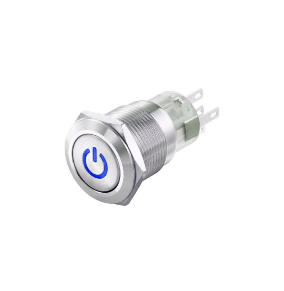 Interruttore antivandalo 1NA+1NC 19MM luminoso 24V blu IP65 0 - I