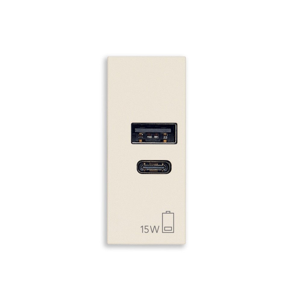 Presa con caricatore USB 3 A Tipo A e C Vimar Linea Canapa 30292.AC15C