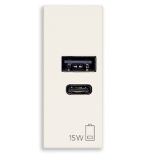 Presa con caricatore USB 3 A Tipo A e C Vimar Linea Bianca 30292.AC15B