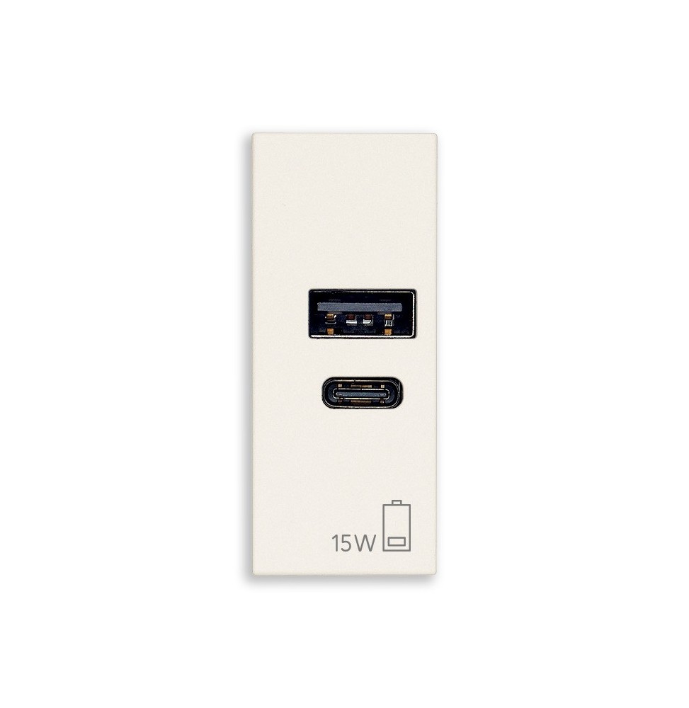Presa con caricatore USB 3 A Tipo A e C Vimar Linea Bianca 30292.AC15B