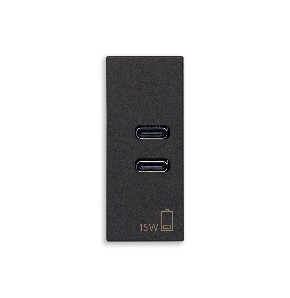 Presa con caricatore USB 3 A 2 ingressi C Vimar Linea Nera 30292.CCG