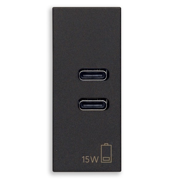 Presa con caricatore USB 3 A 2 ingressi C Vimar Linea Nera 30292.CCG
