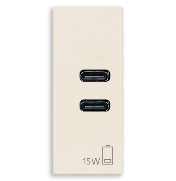 Presa con caricatore USB 3 A 2 ingressi C Vimar Linea Canapa 30292.CCC