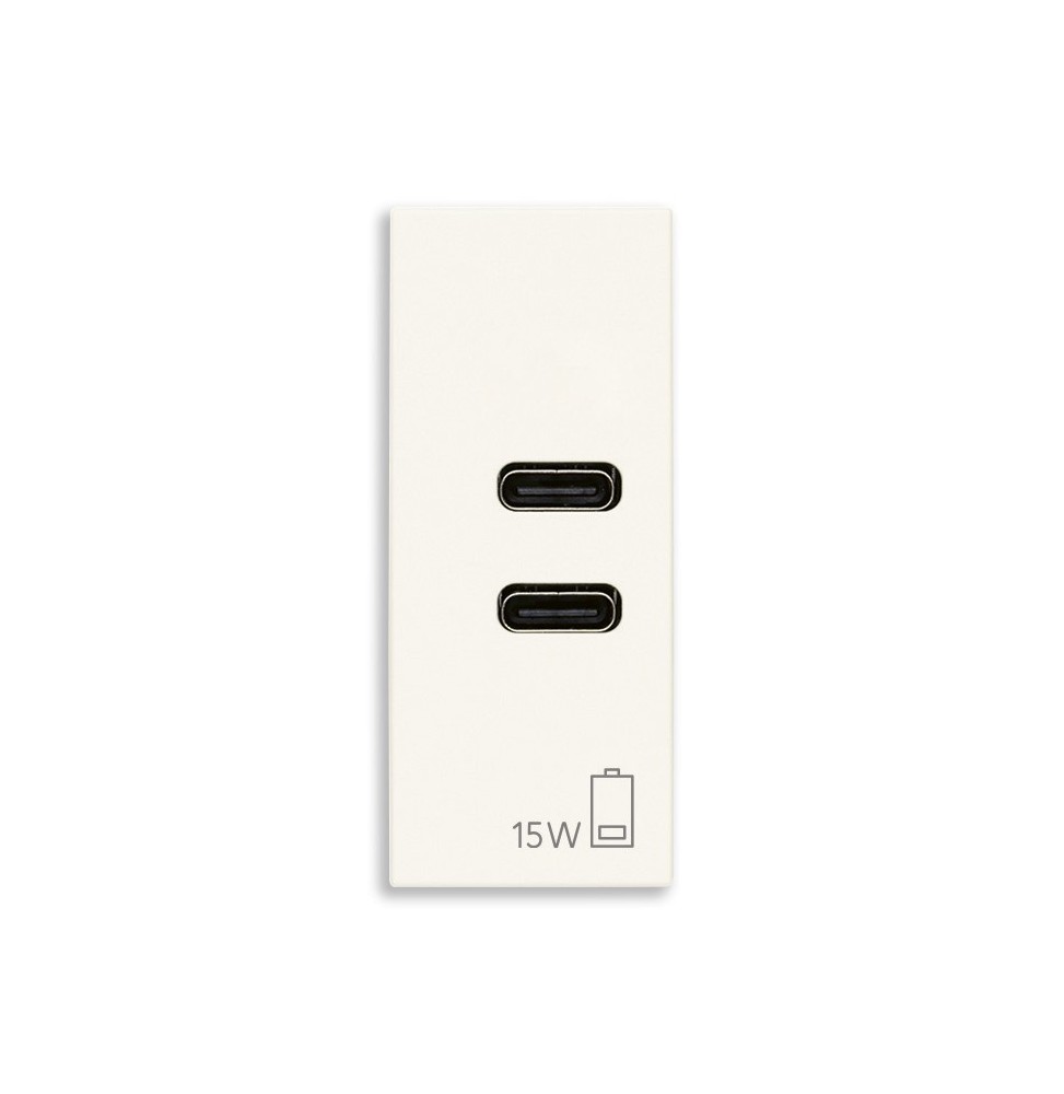 Presa con caricatore USB 3 A 2 ingressi C Vimar Linea Bianca 30292.CCB