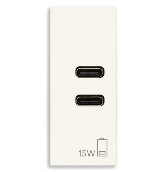 Presa con caricatore USB 3 A 2 ingressi C Vimar Linea Bianca 30292.CCB